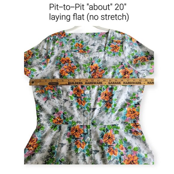 1960s Floral Housedress True Vintage size M - Picture 8 of 10